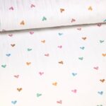 Hydrofiel Baby Katoen bedrukt Multicolor Hartjes