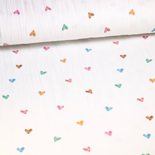 Hydrophilic Baby Cotton Printed Multicolour Hearts