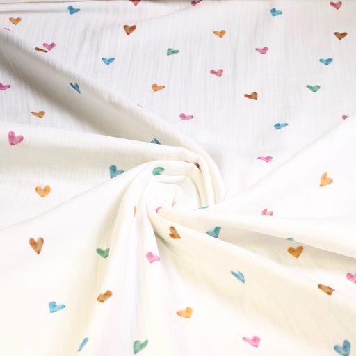 Hydrophilic Baby Cotton Printed Multicolour Hearts