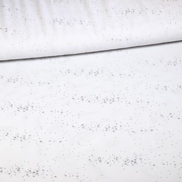 Glitter spot mesh fabric White