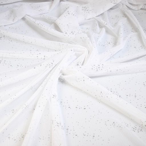 Glitter spot mesh fabric White