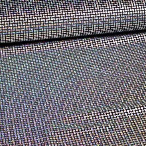 Stretch Velvet Fabric Hologram Sequin Silver