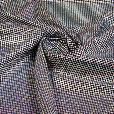 Stretch Velvet Fabric Hologram Sequin Silver