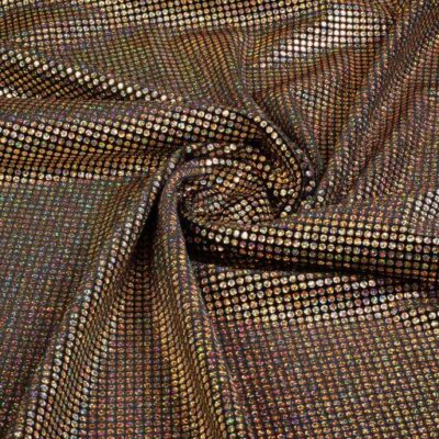 Stretch Velvet Fabric Hologram Sequin Gold