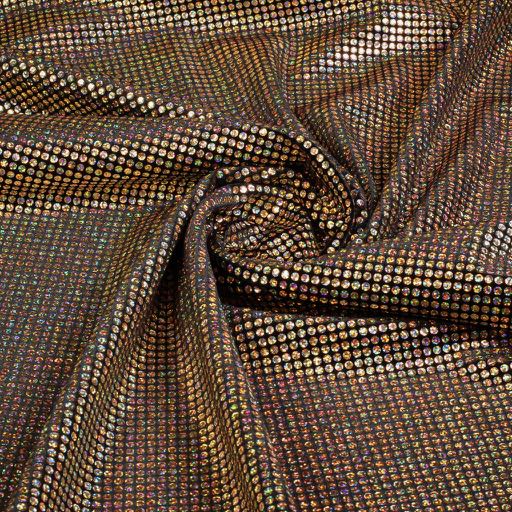 Stretch Velvet Fabric Hologram Sequin Gold