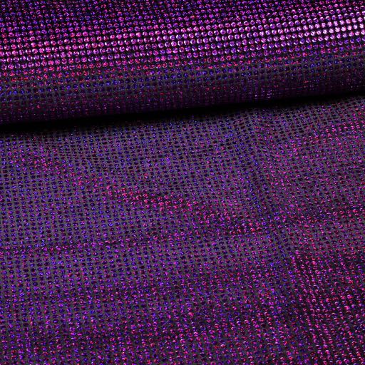 Velvet stretch fabric hologram sequins purple