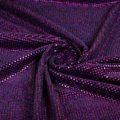 Velvet stretch fabric hologram sequins purple