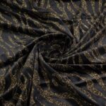 Velvet stof stretch Glitter streep goud