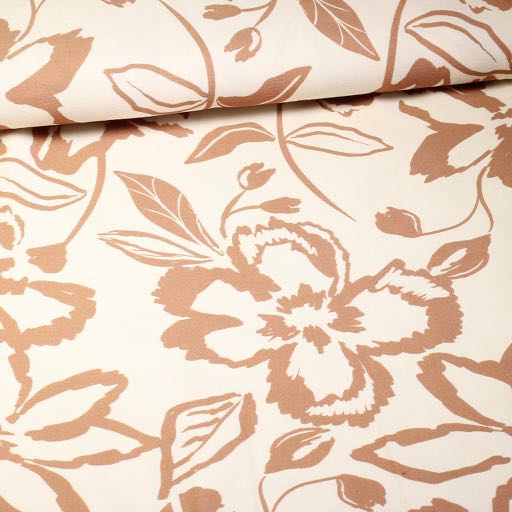 Crepe Viscose Floral Camel