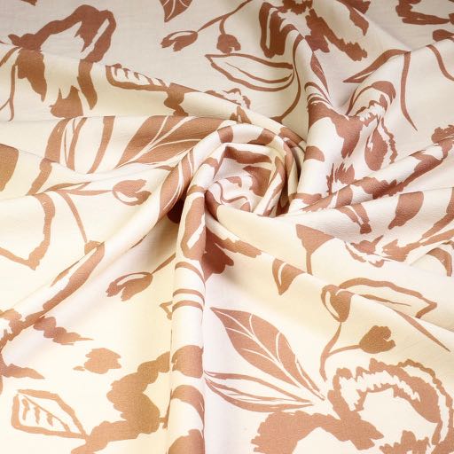 Crepe Viscose Floral Camel
