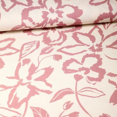 Crepe Viscose Floral Dusty Pink