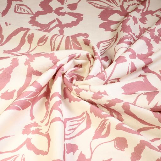 Crepe Viscose Floral Dusty Pink