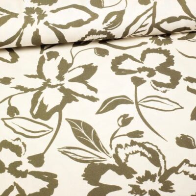 Crepe Viscose floral green/army