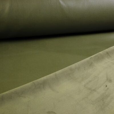 Stretch Leather / Velour Fabric Olive