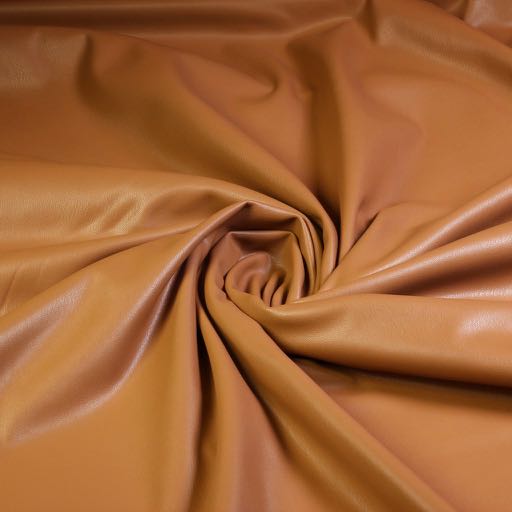 Stretch leather / velour fabric cognac