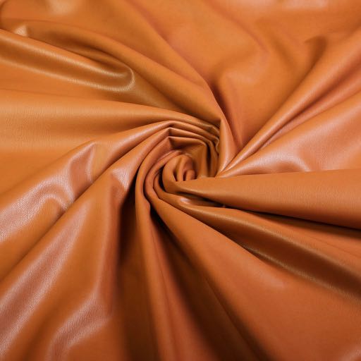 Stretch faux leather / velour fabric cognac 2