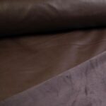 Stretch leather / velour fabric brown