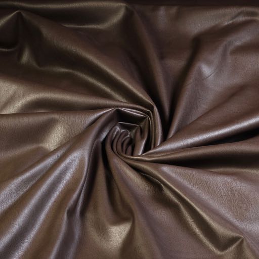 Stretch leather / velour fabric brown