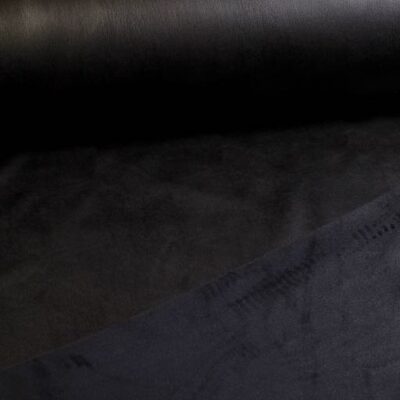 Stretch faux leather / velour fabric black