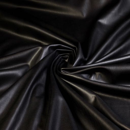 Stretch faux leather / velour fabric black