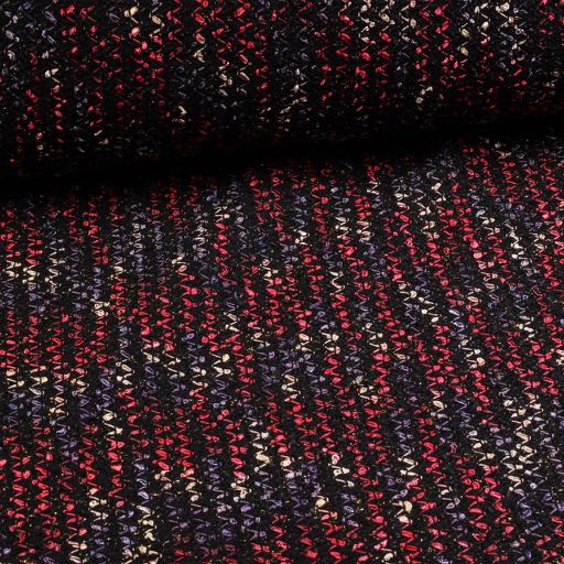 Bouclé/Tweed Lurex Fabric Small Zigzag Red