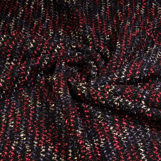 Bouclé/Tweed Lurex Fabric Small Zigzag Red
