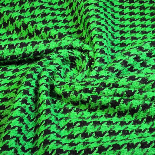 Tweed Fabric Pied de Poule Green