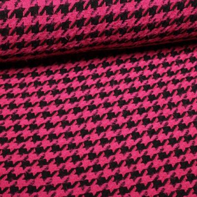 Tweed Fabric Pied de Poule Fuchsia