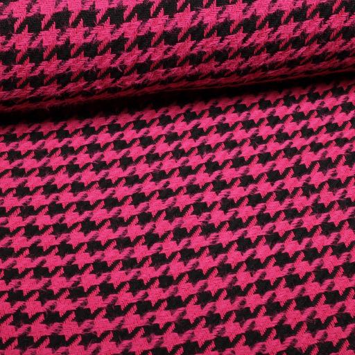 Tweed Fabric Pied de Poule Fuchsia