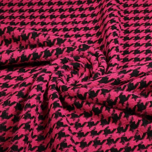 Tweed Fabric Pied de Poule Fuchsia